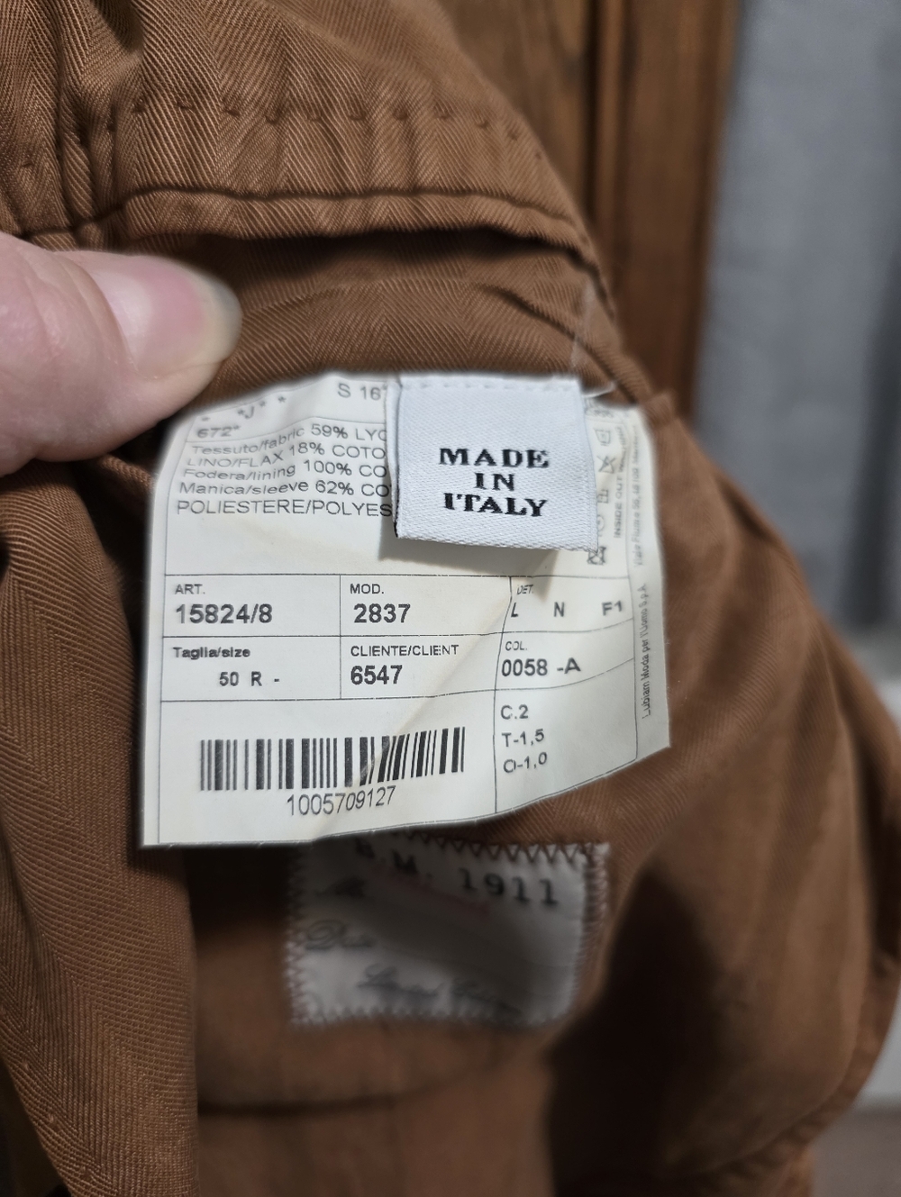 L.B.M. 1911 | Brown Linen Cotton Blazer Made in Italy – Men’s 50R - Picture 12 of 13